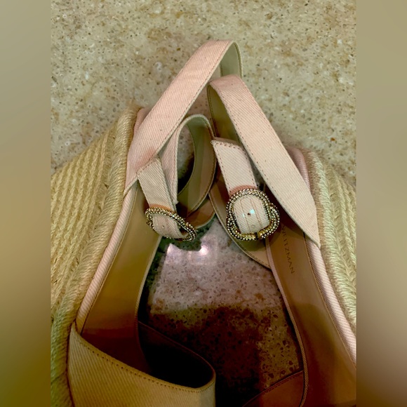 NWOT Stuart Weitzman Crystal Buckle Espadrille Wedge Sandals Size 7.5 - Picture 7 of 8
